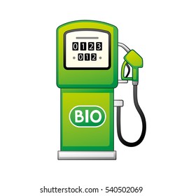 Green bio fuel station pump icon isolated.