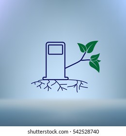 Green bio fuel station pump icon isolated.