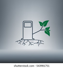 Green bio fuel station pump icon isolated.