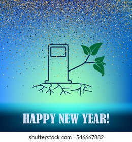 Green bio fuel station pump icon isolated.