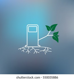 Green bio fuel station pump icon isolated.