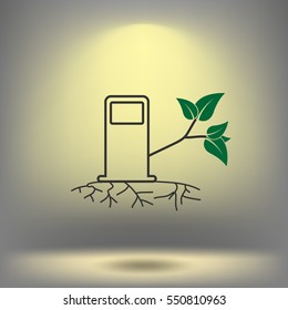 Green bio fuel station pump icon isolated.