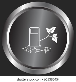Green bio fuel station pump icon isolated.