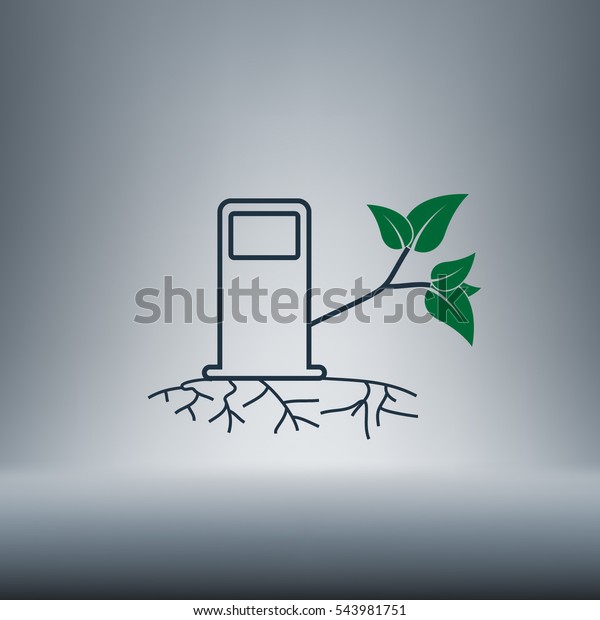 Green bio fuel\
station pump icon\
isolated.