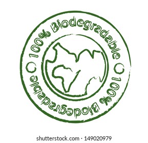 Green biodegradable stamp with earth