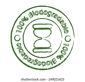 Green biodegradable stamp with hourglass