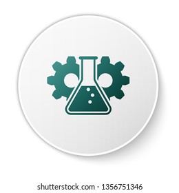 Green Bioengineering icon isolated on white background. Element of genetics and bioengineering icon. Biology, molecule, chemical icon. White circle button. Vector Illustration