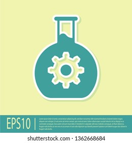Green Bioengineering icon isolated on yellow background. Element of genetics and bioengineering icon. Biology, molecule, chemical icon. Flat design. Vector Illustration