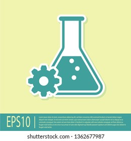 Green Bioengineering icon isolated on yellow background. Element of genetics and bioengineering icon. Biology, molecule, chemical icon. Vector Illustration