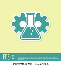 Green Bioengineering icon isolated on yellow background. Element of genetics and bioengineering icon. Biology, molecule, chemical icon. Vector Illustration