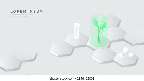 Green biotechnology, science, biology, ecology and research concept. Vector illustration