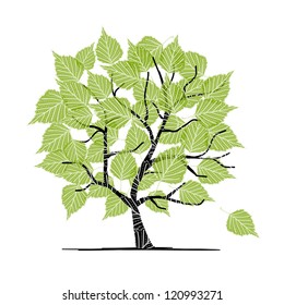 Green birch tree for your design