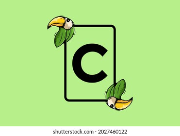 Green bird with C initial letter design