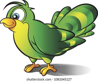 Green bird with cute smile cartoon vector