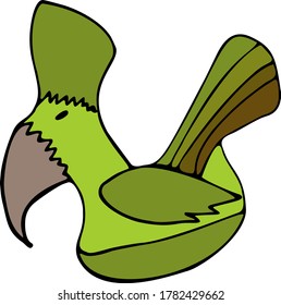 Ein grüner Vogel mit Federn und einem Tuft