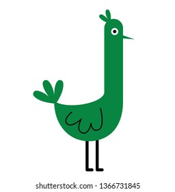 Green bird flat illustration