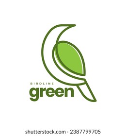 green bird geometric line style colorful ethnic fauna simple modern minimal logo design vector icon illustration