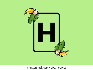 Green bird with H initial letter design