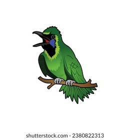 Green Bird Illustration Full Color