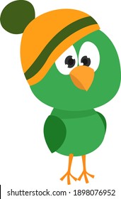 Ave verde, ilustración, vector sobre un fondo blanco.