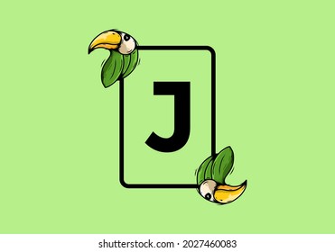 Green bird with J initial letter design