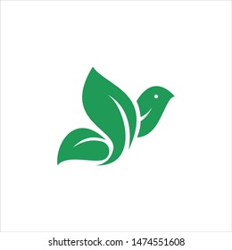 Green Bird Leaf Beauty Nature Ecology Dove Isolated Logo Vector