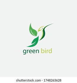 Green bird leaf illustration, logo design vector