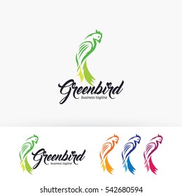 Green bird logo design. Animal, Bird logo concept. Vector logo template