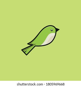 green bird logo. green bird icon isolated on green background.