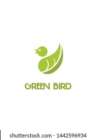 Green bird on white background