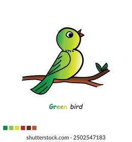 Green bird on white background