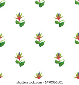 Green bird of paradise. Vector illustration. Seamless background pattern. Floral botanical flower. Wild leaf wildflower isolated. Exotic tropical hawaiian jungle. Fabric wallpaper print texture.