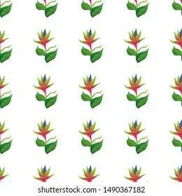 Green bird of paradise. Vector illustration. Seamless background pattern. Floral botanical flower. Wild leaf wildflower isolated. Exotic tropical hawaiian jungle. Fabric wallpaper print texture.