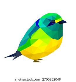 Pájaro verde de polígonos sobre fondo blanco