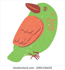 Green Bird Red Wings illustration vector art design