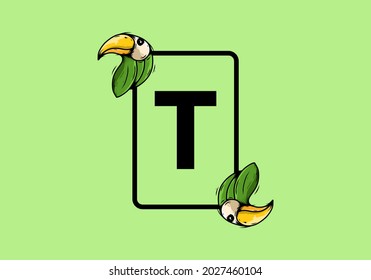 Green bird with T initial letter design