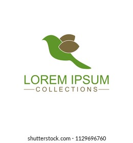 Green bird vector logo, artistic concept