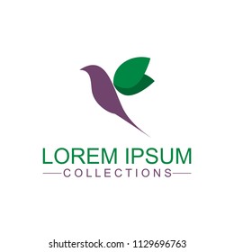 Green bird vector logo, artistic concept