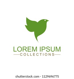 Green bird vector logo, artistic concept