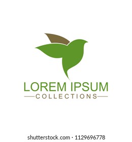 Green bird vector logo, artistic concept
