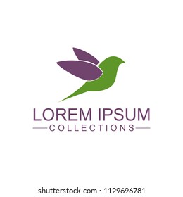 Green bird vector logo, artistic concept