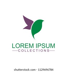 Green bird vector logo, artistic concept