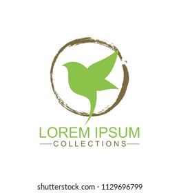 Green bird vector logo, artistic concept