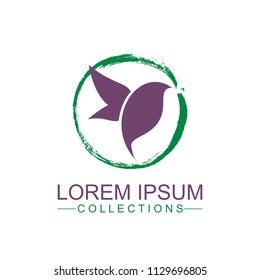Green bird vector logo, artistic concept