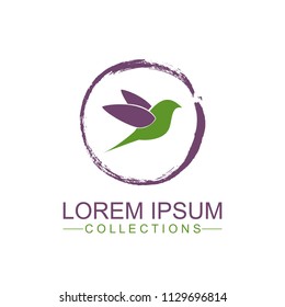 Green bird vector logo, artistic concept