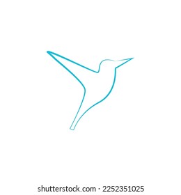Green bird vector logo, blue bird logo vector template. hummingbird Colibri bird logo outlines monoline vector icon, hummingbird line logo icon designs.


