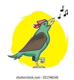 Green birds singing