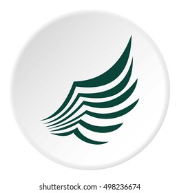 Green birds wing with feathers icon. Flat illustration of green birds wing with feathers vector icon for web