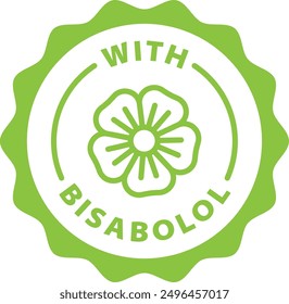 green with bisabolol outline icon round rounded circle badge stamp label isolated on transparent background
