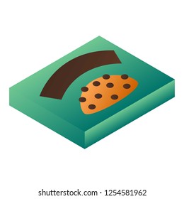 Green biscuit box icon. Isometric of green biscuit box vector icon for web design isolated on white background